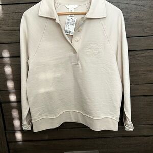 H&M Cream Long Sleeve Polo Top